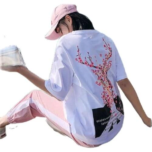 Fashion Tracksuit Women New Two Piece Set Women Summer2021 Western Style Loose And Thin Short-Sleeved Casual Wear Women Pants