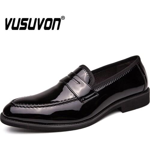 Penny Loafers Men Shoes Comfortable Slip On PU Leather Casual Shoes Fashion Black Blue Party Formal Business Shoes Large Size