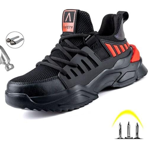Mens Fashion Safety Work Shoes Non-slip Steel Toe Cap Cushion Duty Anti-smashing Work Boot Industrial Comfort Breathable Sneake