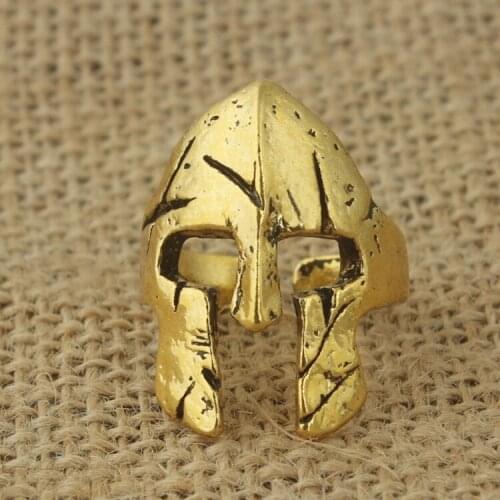 Open Hero of Sparta Mask Ring Mens Ring