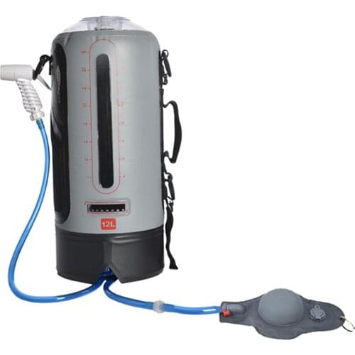 12L PVC Outdoor Inflatable Shower Pressure Water Bag Lightweight Bathing Travel Portable Camping Shower Water Bag