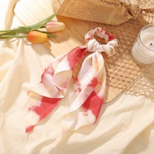 New Satin Bowknot Elastic Hair Bands For Women Girls Floral Scrunchies Headband Hair Ties Ponytail Holder Hair Accessories