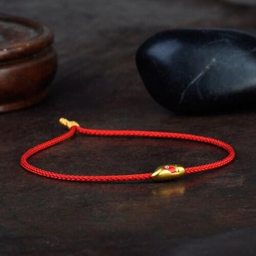 New Arrival 24K Yellow Gold Bracelet 3D 999 Yellow Gold Mouse Rice Bracelet