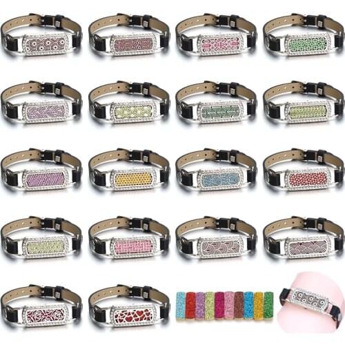 New Aroma Diffuser Bracelet Aromatherapy Essential Oil Diffuser Locket Bracelets Adjustable Black Leather Perfume Bracelet