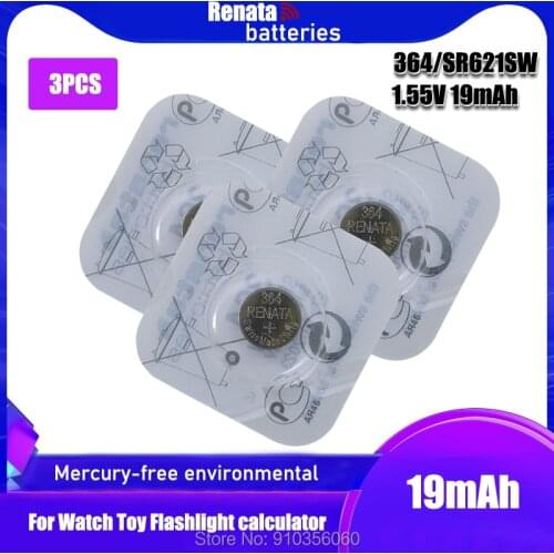 3PCS Original RETAIL 364 SR621SW V364 SR60 SR621 AG1 LR621 164 531 1.55V Button Batteries For Watch Toy Remote Cell Coin Battery