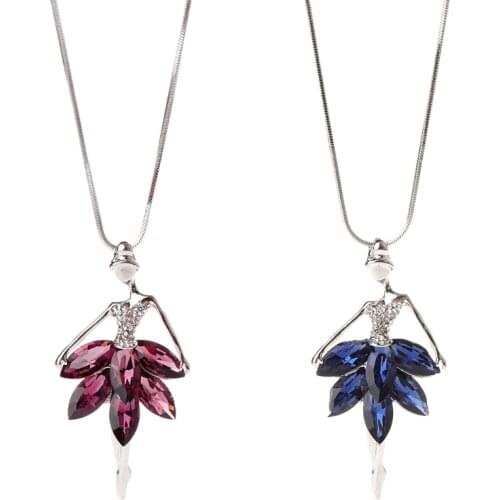 Sweater Necklace Long Pendant Ballet Girl Women Fashion Clothes Decoration Sweater Chain Jewerly