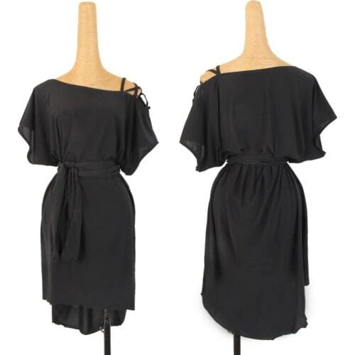 Latin Dance Dress Adults Female Tango Salsa Cha Cha Samba Rumba Wear Loose Oblique Off-The-Shoulder Practice Clothes DNV13064