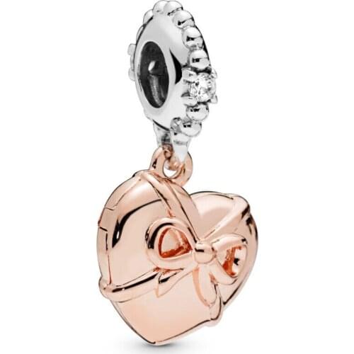 100% 925 Sterling Silver Beads Brazillian Heart Dangle Charm Fits Original Pandora Bracelet Women DIY Jewelry Gift