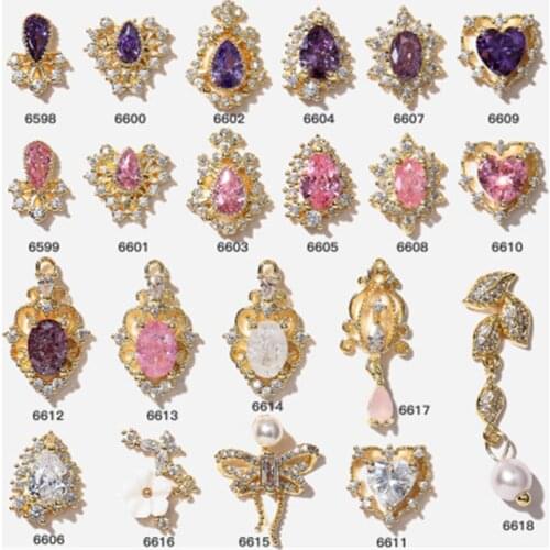 GISLAN 1pc Pendant Chain 3D Alloy Butterfly Nail Art Zircon Pearl Metal Manicure Nails DIY Accessories Nail Decoration 2021 New