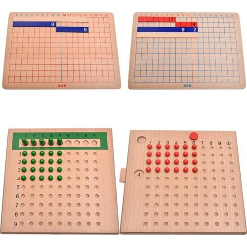 FULL-Wood Montessori Mathematics Teaching Material Calculating Board Mini Family Set Kids Early Educational Toy