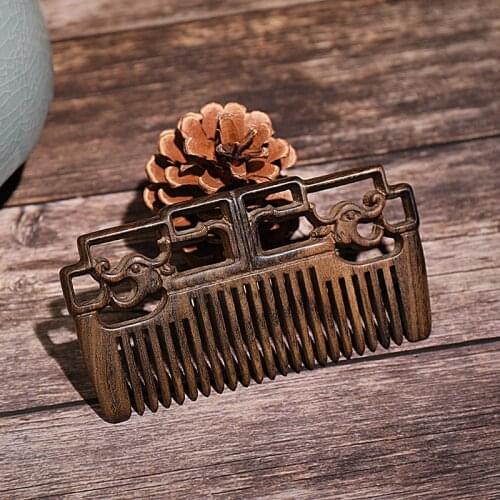 Classical Chinese Style Custom Double-sided Carving Green Sandalwood Dragon Comb Anti-static Hair Comb Comb