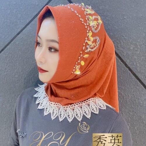 Multicolor Diamonds Sequins Headcarf Moslem Ladies Hijab