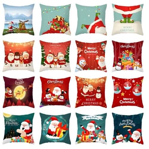 Christmas Decorations for Home Cushion Cover 45*45 Pillowcase Sofa Cushions New Year Natale Navidad Decoraciones Para El Hogar