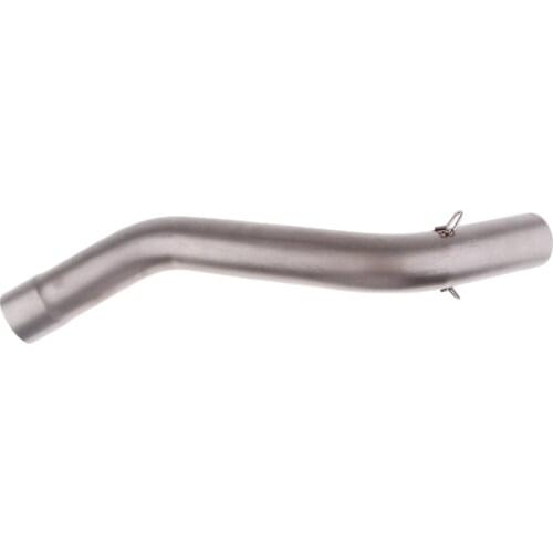 Silver Exhaust Muffler Middle Link Tube For Kawasaki Ninja ZX6R 2009-2018