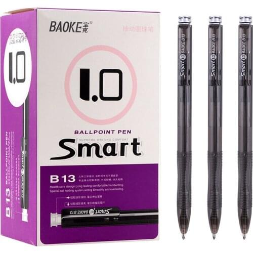 12 Baoke Ballpoint Pen B13 Black Blue Push Ballpoint Pen 1.0mm Student Office Pen Student Special Office Business Bullet