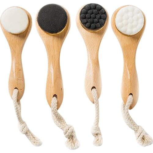 Bamboo Wood Handle Facial Cleansing Brush Tools Soft Fber Hair Manual Face Brush Cleaning Face Brushes Skin Care