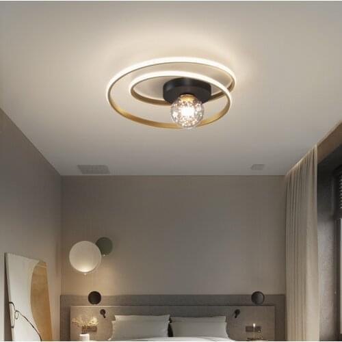 Modern Led Ceiling Lamp Round for Childrens Room Black and Gold Glass Ball Gypsophila Chandelier Kitchen Bedroom Foyer Lighting