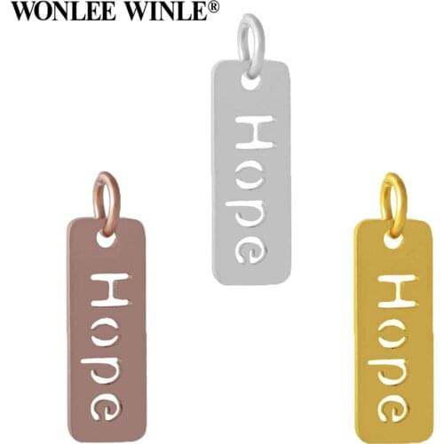 Wonlee Winle Silver Rose Gold Never Fade Stainless Steel Hope Dream Luck Charm Pendants for DIY Bracelet Necklace Jewelry Making
