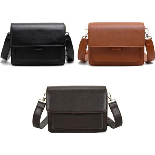 Women PU Leather Crossbody Bag Vintage Flap Shoulder Handbag Female Travel Small Messenger Purse Solid Casual Shopping Tote