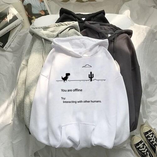 Autumn New Harajuku Kpop Womens Retro Hoodie Dinosaur Long Sleeve Top Tee Fashion Casual Sports Shirt Ladies Clothing Hoodie