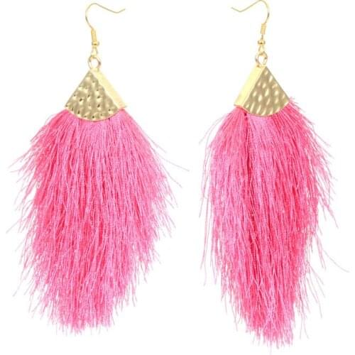 Miasol Bohemian Long Rough Cut Sikly Thread Drop Fringe Tassel Statement Dangle Hook Earrings For Women Earring Jewelry Gift