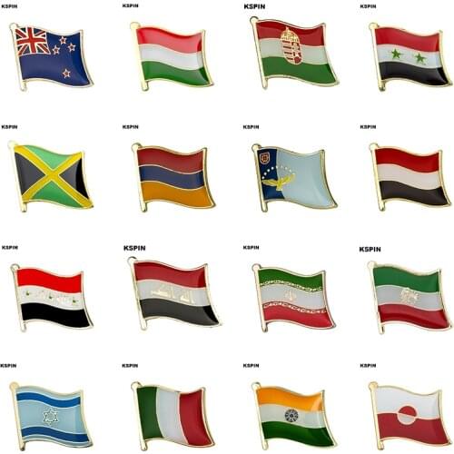 Flag Laple Pin Badge Brooch New Zealand Hungary Syria Jamaica Armenia Azores Yemen Iraq Iran Israel Italy India Greenland