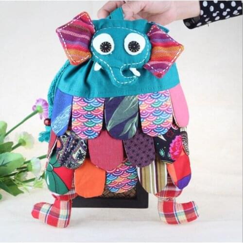 5 pieces Innovative children elephant Ethnic style vintage cartoon backpack mochilas school bag for kids Bolsa mujer