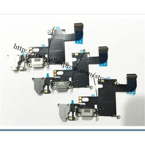 50pcs/lot Headphone Audio Charging Port Dock Connector Charger Flex Cable for iPhone 6 4.7 inch White &Gray color Free shipping