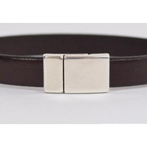 Free Ship 50pcs inner Hole size 15mmx3mm Curved Magnetic Clasps for Flat Leather bracelet - Antique Silver