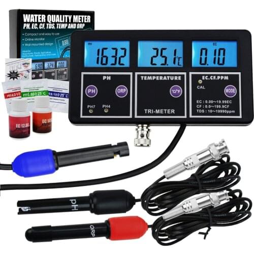 6 in 1 Professional Multi-parameter pH/ORP/EC/CF/TDS PPM/ Temperature Combo Testing Meter Digital Multi-function Water Tester