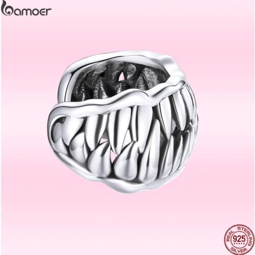 Bamoer 1PCS Creative Beast Evil Tooth Ear Clip 100% 925 Sterling Silver New Fashion Ear Clip for Women Exquisite Jewelry GXE1203