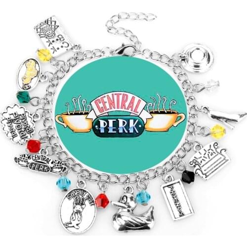 TV Show Fashion Friends Bracelets Central Perk Bangles Coffee Time Smelly Cat Charms Wristlet For Women Girl Jewelry Gift-25