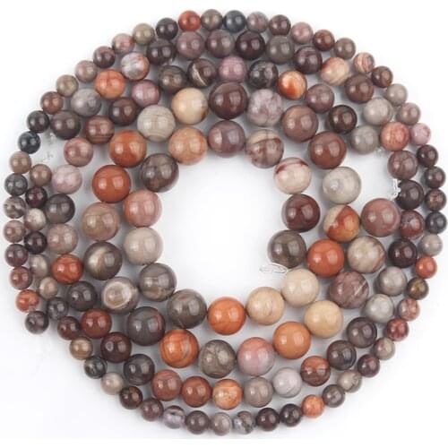 Natural Stone Colorful Fossils wood Jaspers beads Round Loose Spacer Beads For Jewelry Making Diy Bracelet 15"Inches 6/8/10/12mm