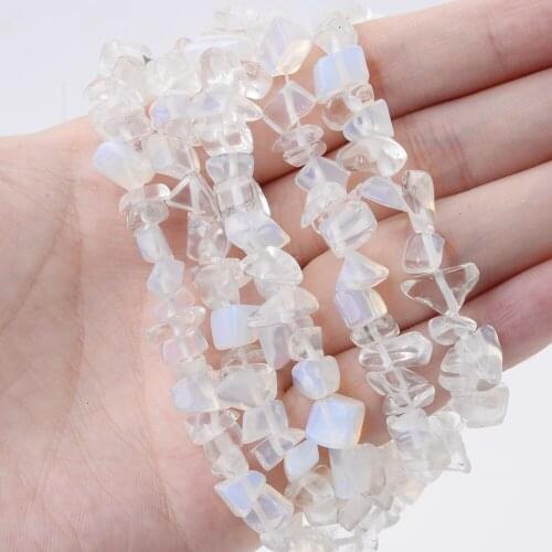 White Opal Beads Natural Irregular Stone Bead for Jewelry Making DIY Charm Bracelet Necklace Earrings Accessories 15'' /Strand