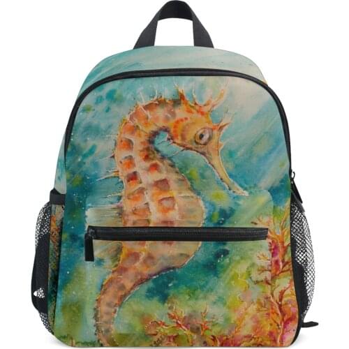 Children School Bags Backpacks Girls/Boys 2021 Trendy New Arrival Ocean Underwater Coral Seahorse Painted Hotsale Book Bags