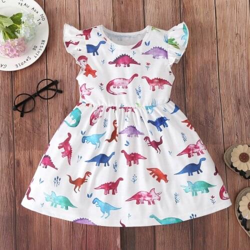 New Baby Girl Clothes Dress Casual Color Unicorn Dinosaur Lovely Korean Summer Cotton Clothing Children Kids Baby Girl Dresses