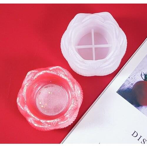 DIY Tealight Candles Holder Lotus Ashtray Molds Silicone Crafts Handmade Candle Container Rolling Tray Silicone Mold for Candles