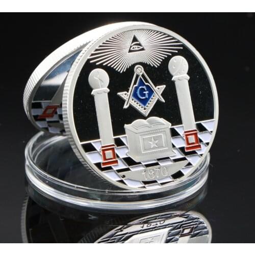 European Freemasonry Brothers Sky Eye Silver Plated Painted Medal Brother Coin Meditation Sky Eye Coin Commemorative Coin