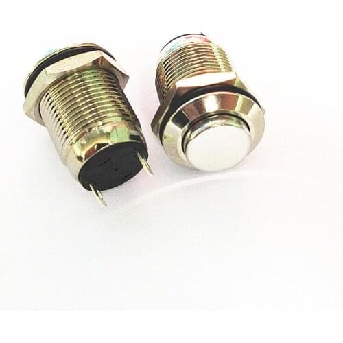 JYL12GY Silver Contact High Flat Round 12MM Metal Buttons Waterproof Reset Switch Doorbell Access Control Car Retrofit Switches