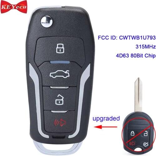 KEYECU for Ford Edge Escape Expedition Explorer Flex Focus Fusion Mustang Taurus Upgraded Remote Key Fob CWTWB1U793 315MHz 4D63