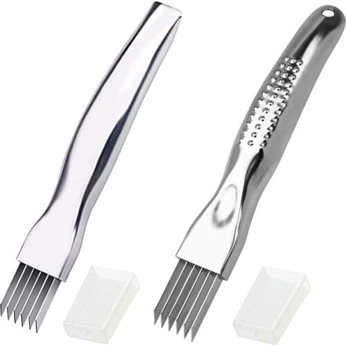 Kitchen Shred Silk the Knife,Stainless Steel Chopped Green Onion Cutter,Curved Handle Design,Food Speedy Chopper,2 Pcs
