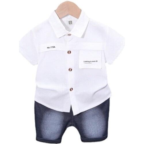Summer New Baby Boys Girls Casual Clothing Toddler Cartoon Shirt Shorts Kids Fashion Letter Clothes Children Cotton Tracksuits