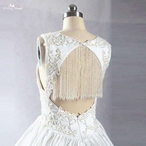 LZ233 Real Photos Yiaibridal White Stain Wedding Dress 2018 Luxury Beading Ball Gown Vestido De Noiva