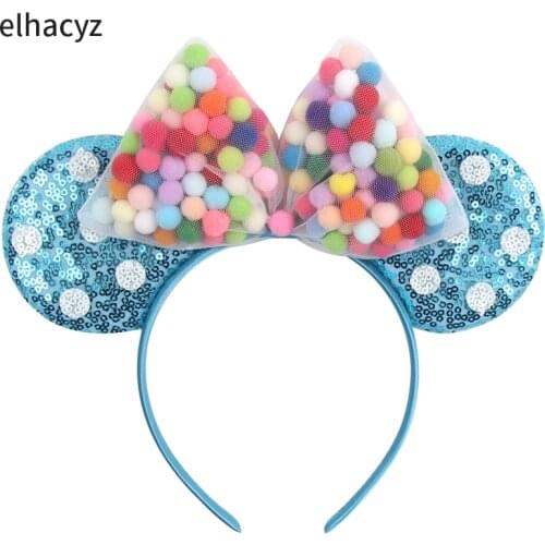 2021 Trendy Styles Glitter Mouse Ears Hairband Kids Sequins Bow Headband Girls Hair Accessories New Chic Party Headwear Mujer