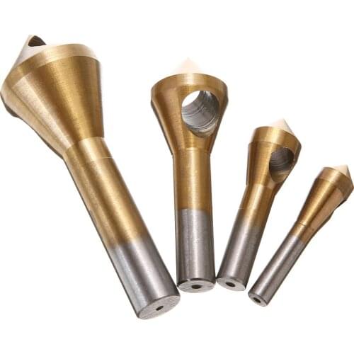 4pcs Titanium Coated HSS Countersink Bit Set Deburring Drill Bits Tapper Hole Cutter for Wood Wooden Metal Plastic Chamfer Set