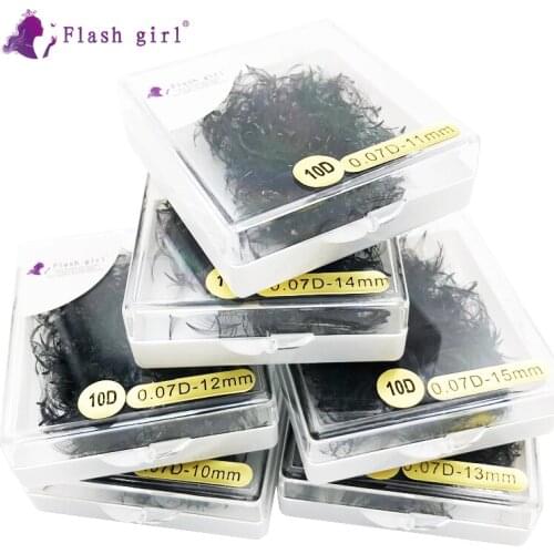 Flash Girl Premade Volume Fans 10D Short Stem Eyelash Extension Natural False Eyelashes C/D Curl Russia Volume Eyelash Extension