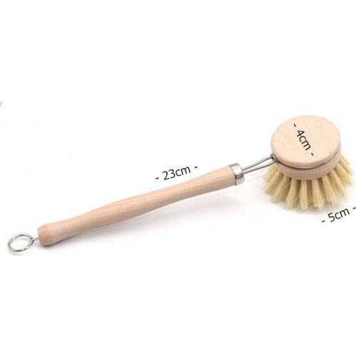 Natural Wooden Long Handle Pot Brush Japanese Style Kitchen Pan Dish Bowl Washing Cleaning Brush Set Household Cleaning Tools