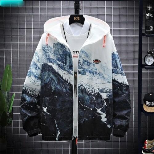 2021 Spring New Printed Hooded Jacket Mens Trend Student Sportswear Mens Big Jacket Youth Jacket Jacket Men