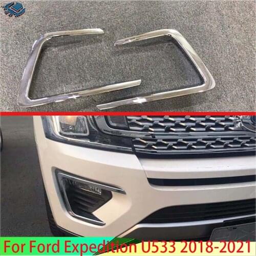 For Ford Expedition 2018 2019 Fourth generation U553 ABS chrome front head fog lamp light trim car auto cover styling