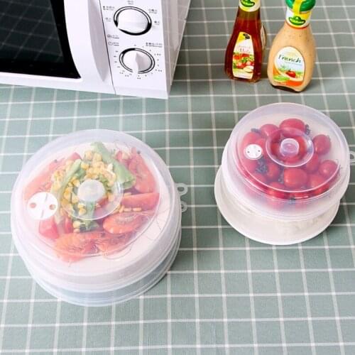 Plastic Microwave Plate Cover Clear Steam Vent Splatter Lid Food Dish Kitchen Tools GXMA
